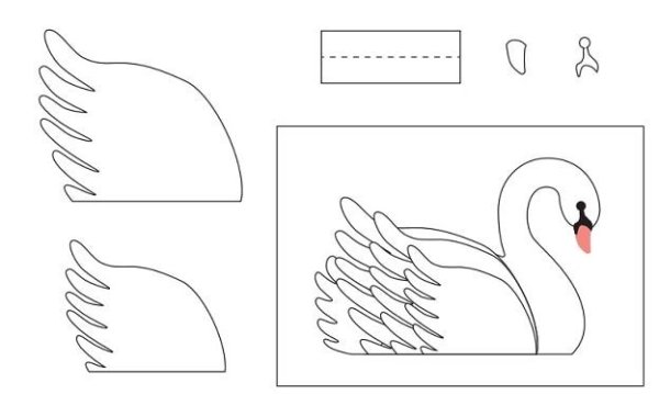 Шаблон лебедя для поделки из бумаги