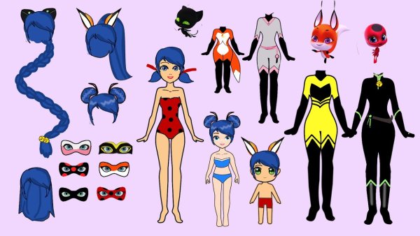 Леди баг с одеждой для вырезания