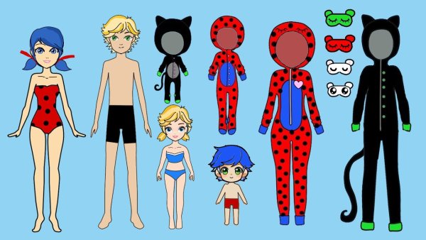 Бумажная кукла Маринетт