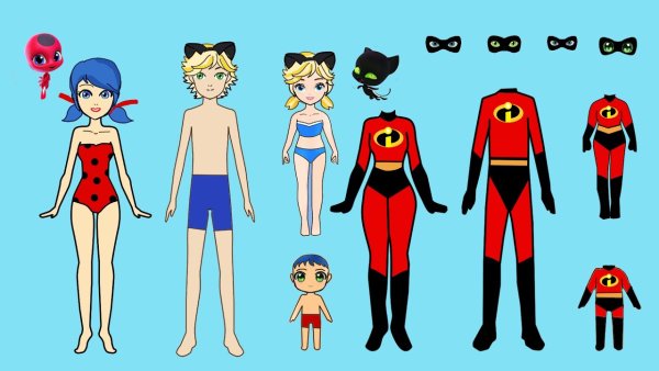 Леди баг с одеждой для вырезания