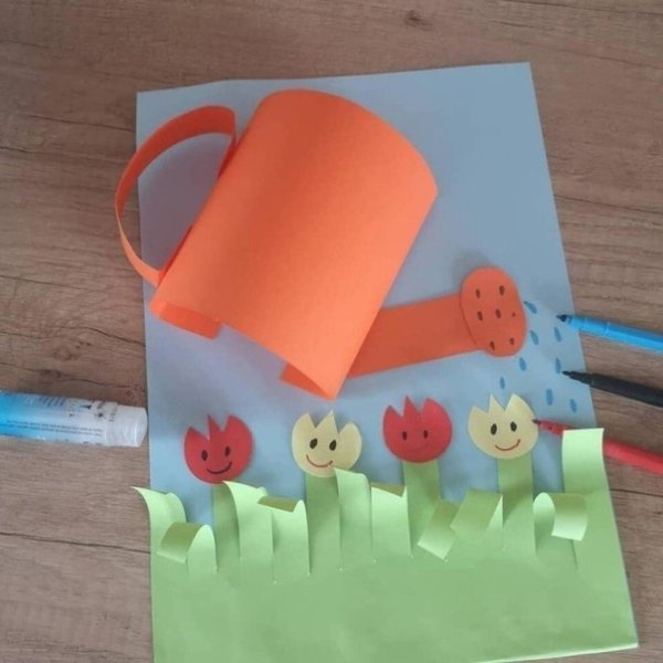 Аппликация лейка из бумаги