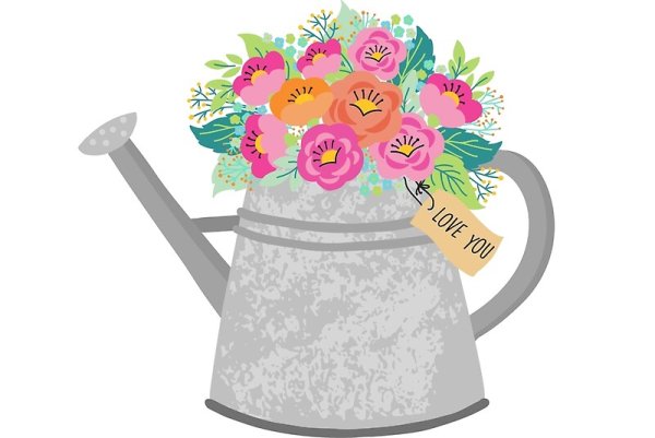 Лейка с цветами силуэт