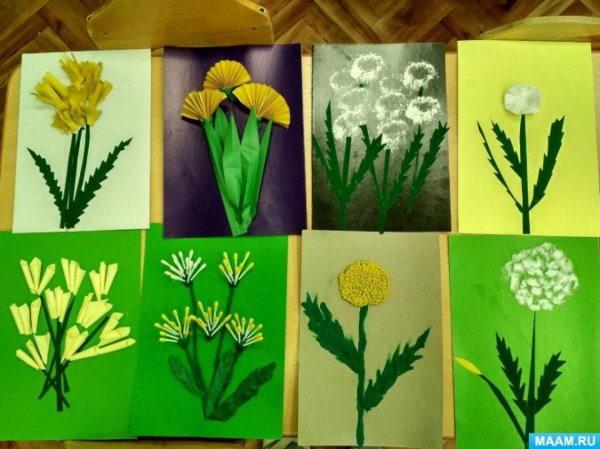 Аппликация в старшей группе на тему одуванчик