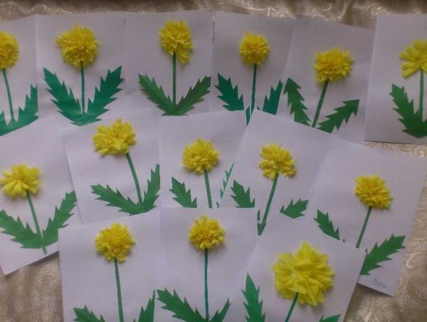 Аппликация одуванчик в подготовительной группе