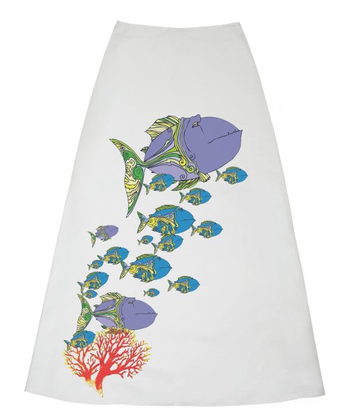 Юбка женская длинная льняная с растительным принтом