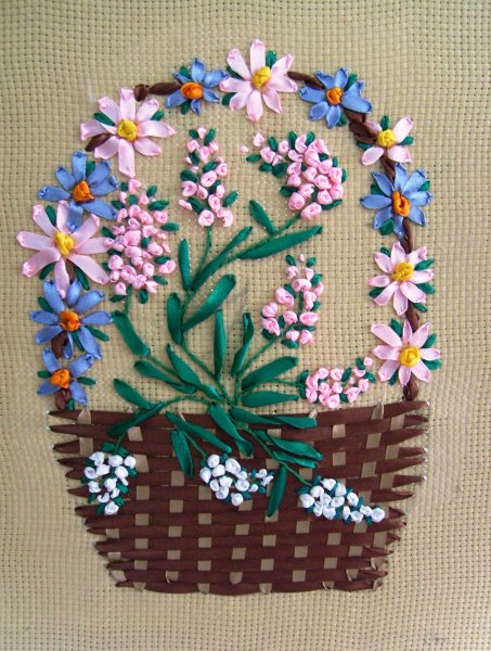 Аппликация корзина с цветами