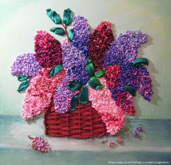 Вышивка лентами сирень мастер класс