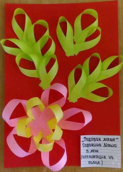 Аппликация цветы из полосок цветной бумаги