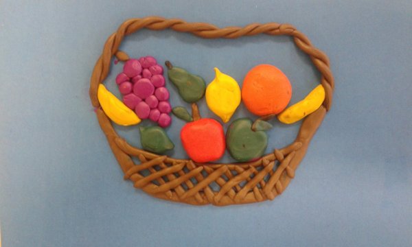 Лепка корзина с фруктами