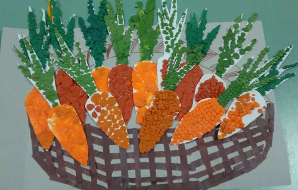 Аппликация на тему овощи и фрукты