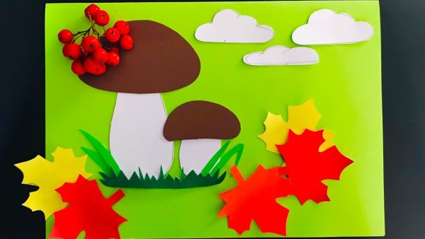 Осенняя аппликация из цветной бумаги
