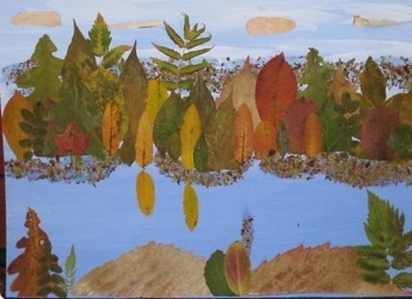 Поделка из листьев лес