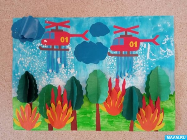 Пожарная безопасность Спасаем лес от пожара коллективная аппликация