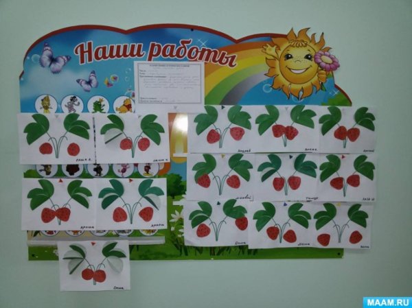 Аппликация клубника младшая группа