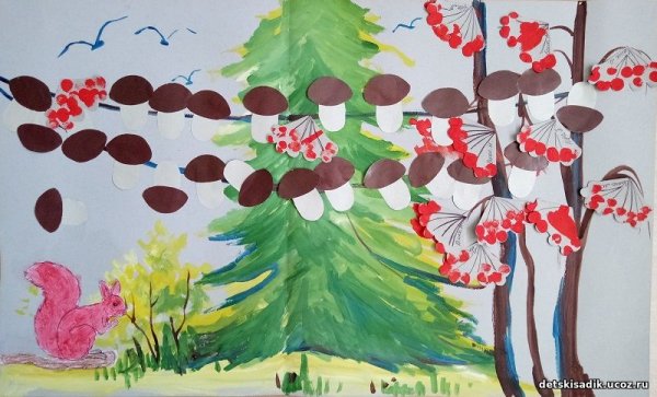 Аппликация грибы ягоды в подготовительной группе