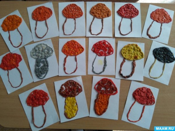Лепка в подготовительной группе на тему грибы