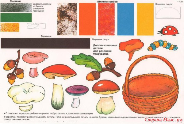 Аппликация грибы в подготовительной
