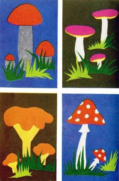 Аппликация в подготовительной группе на тему грибы