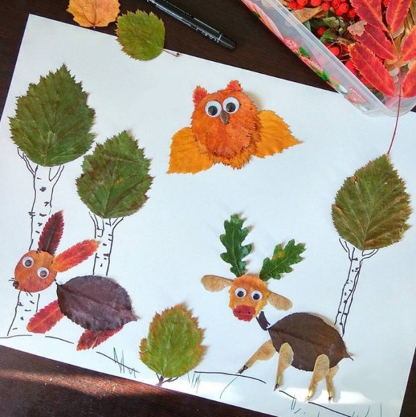 Поделки из лесных листьев