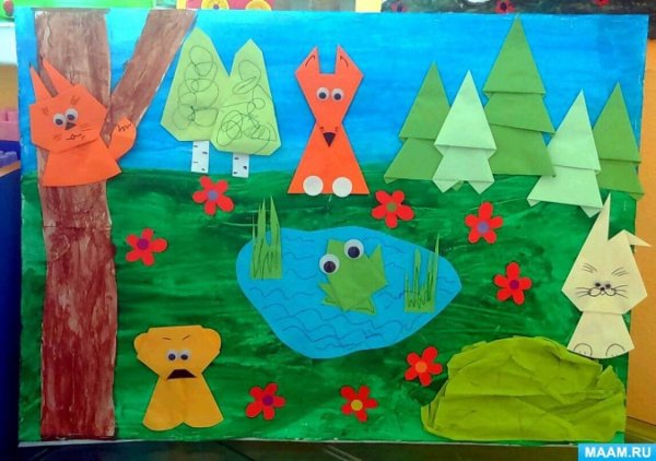 Коллективная работа Дикие животные в подготовительной группе