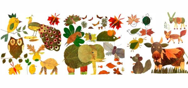 Животные из листьев