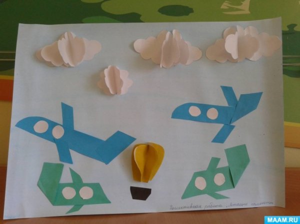 Аппликация самолет в средней группе