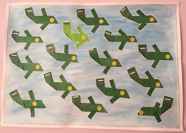 Аппликация самолет в средней группе