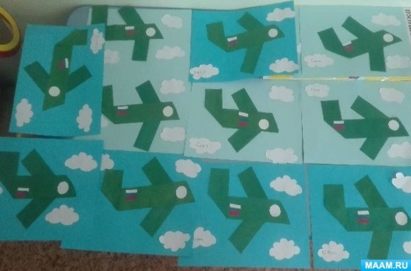 Аппликация самолет в средней группе