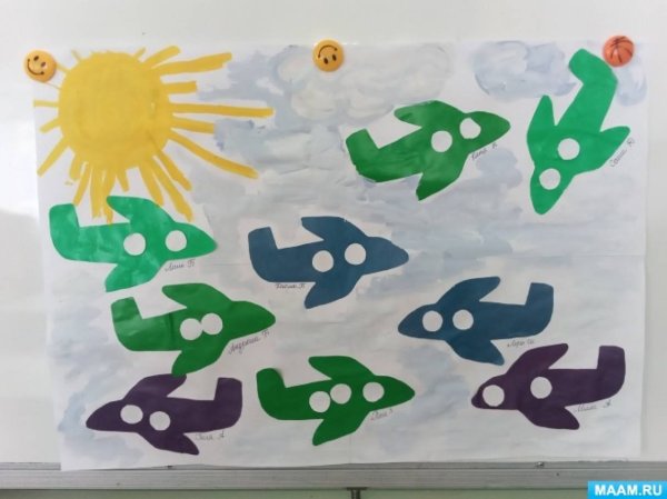 Аппликация летящие самолеты в средней группе