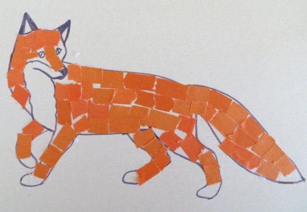 Лиса из треугольников аппликация