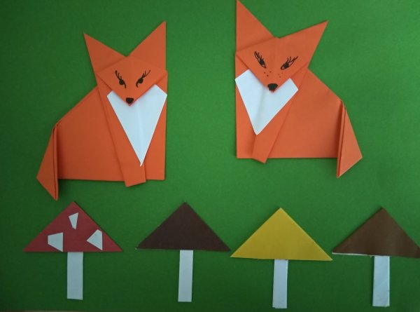 Лиса аппликация из бумаги
