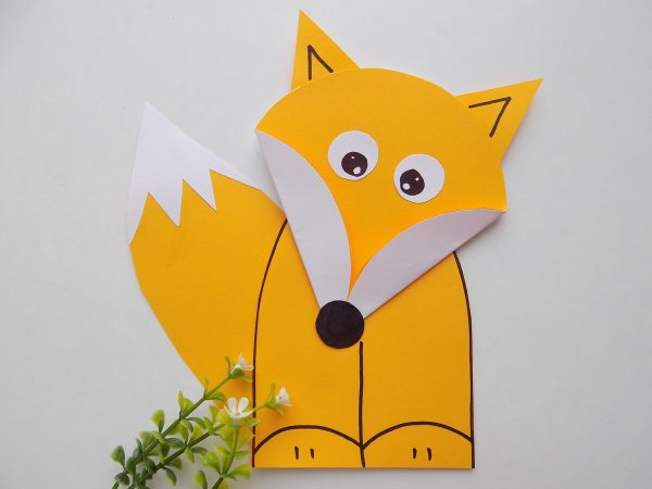 Лиса аппликация из бумаги