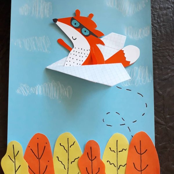 Лиса из цветной бумаги для детей