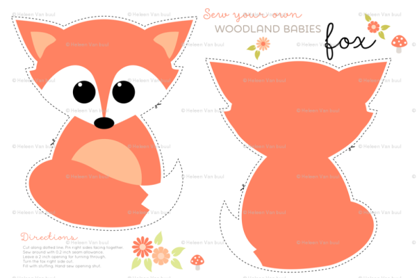 Шаблон лисички для аппликации