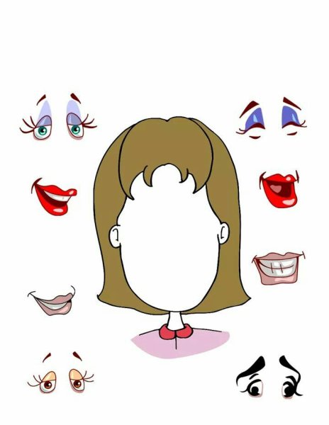 Части лица для аппликации для детей