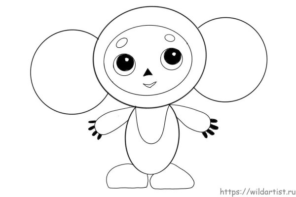 Чебурашка раскраска для детей