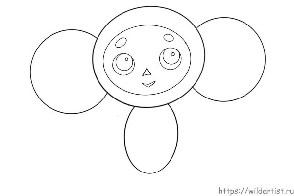 Чебурашка поэтапное рисование