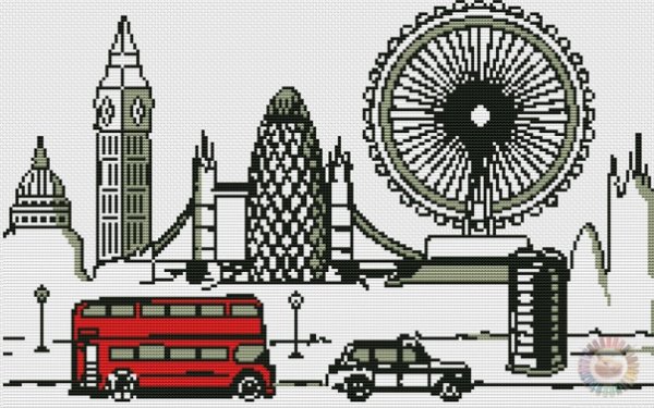 Вышивка крестом монохром Лондон