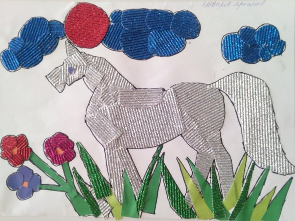 Аппликация лошадка для малышей