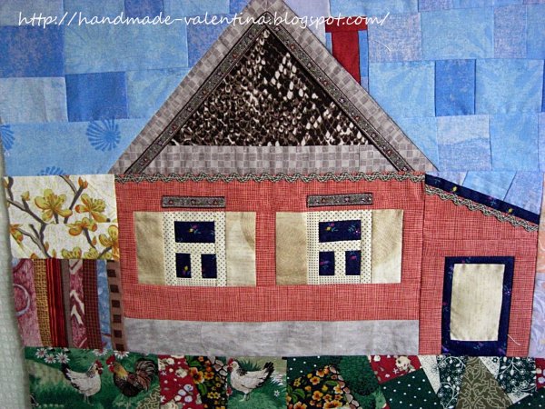 Панно из ткани домики