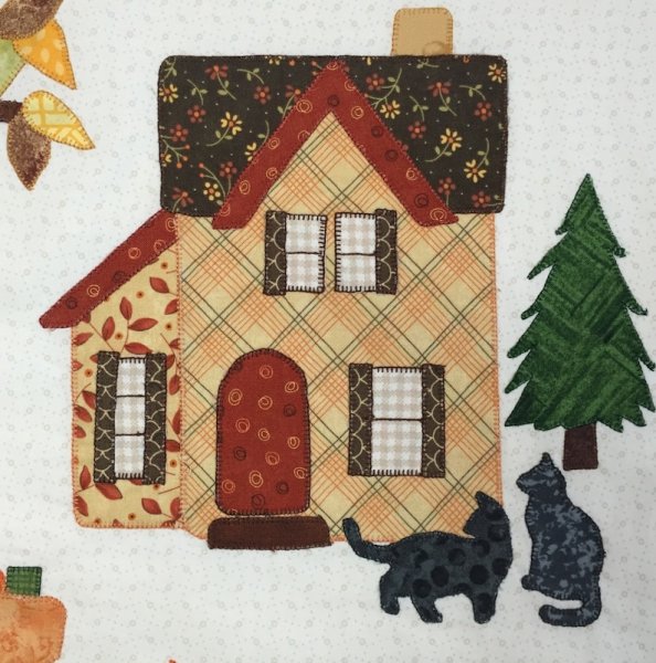 Панно из ткани домики