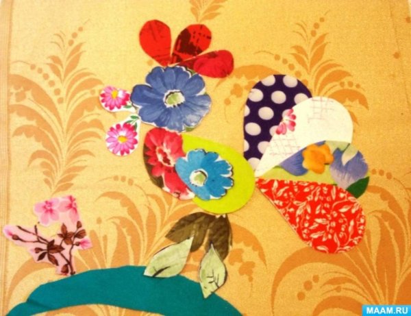 Аппликация из лоскутков ткани для детей