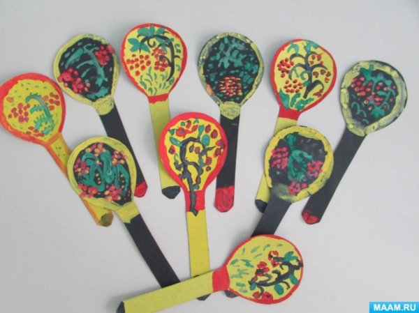 Ложка Хохлома пластилинография