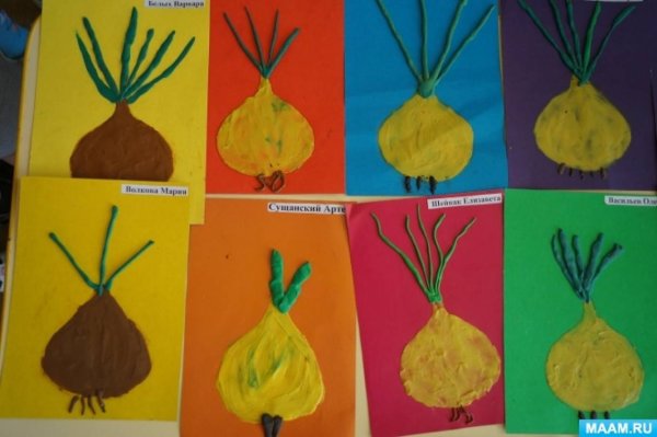 Аппликация лук в средней группе