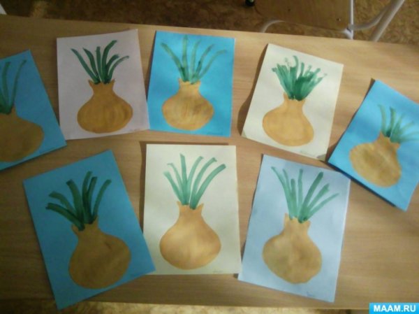 Рисование лук в младшей группе