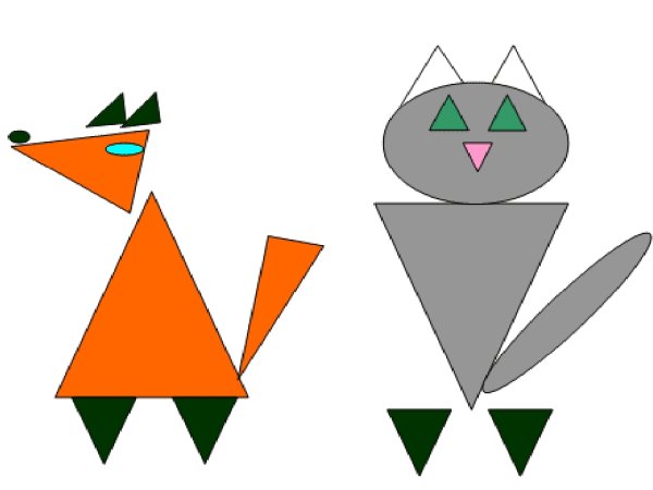 Животные из геометрических фигур