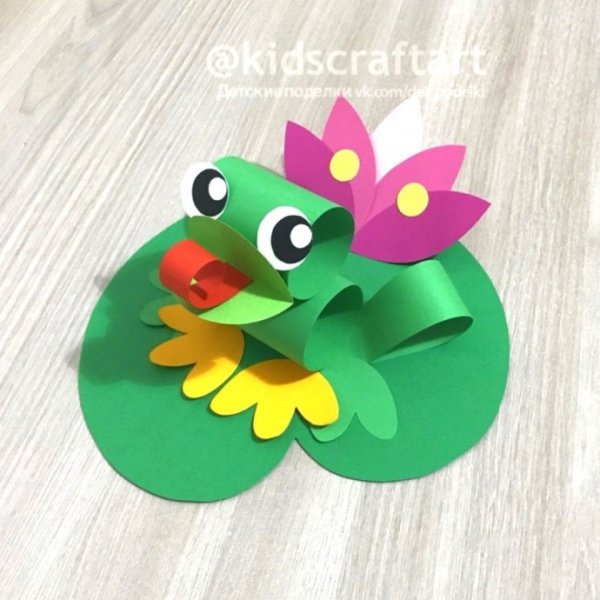 Аппликация лягушки на пруду