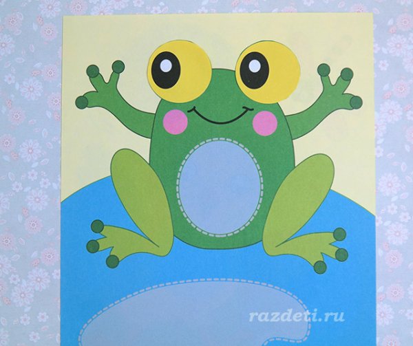Аппликация лягушка из цветной бумаги