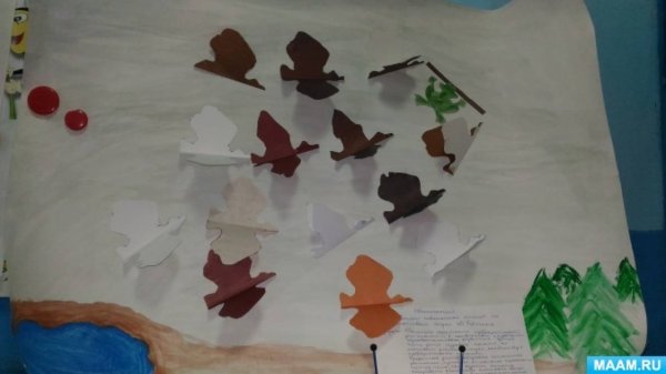 Коллективная работа птицы улетают на Юг