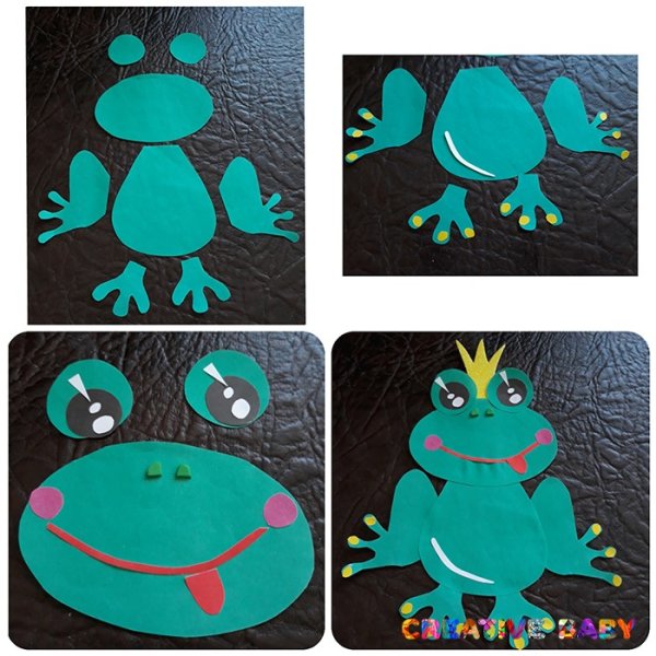 Лягушка из цветной бумаги